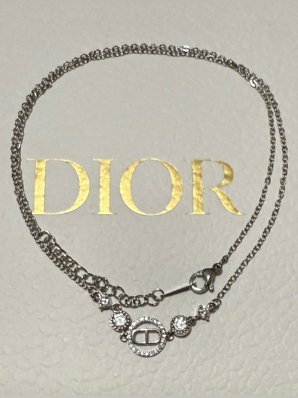 Stunning Crystal CD Initial Necklace in Silvertone